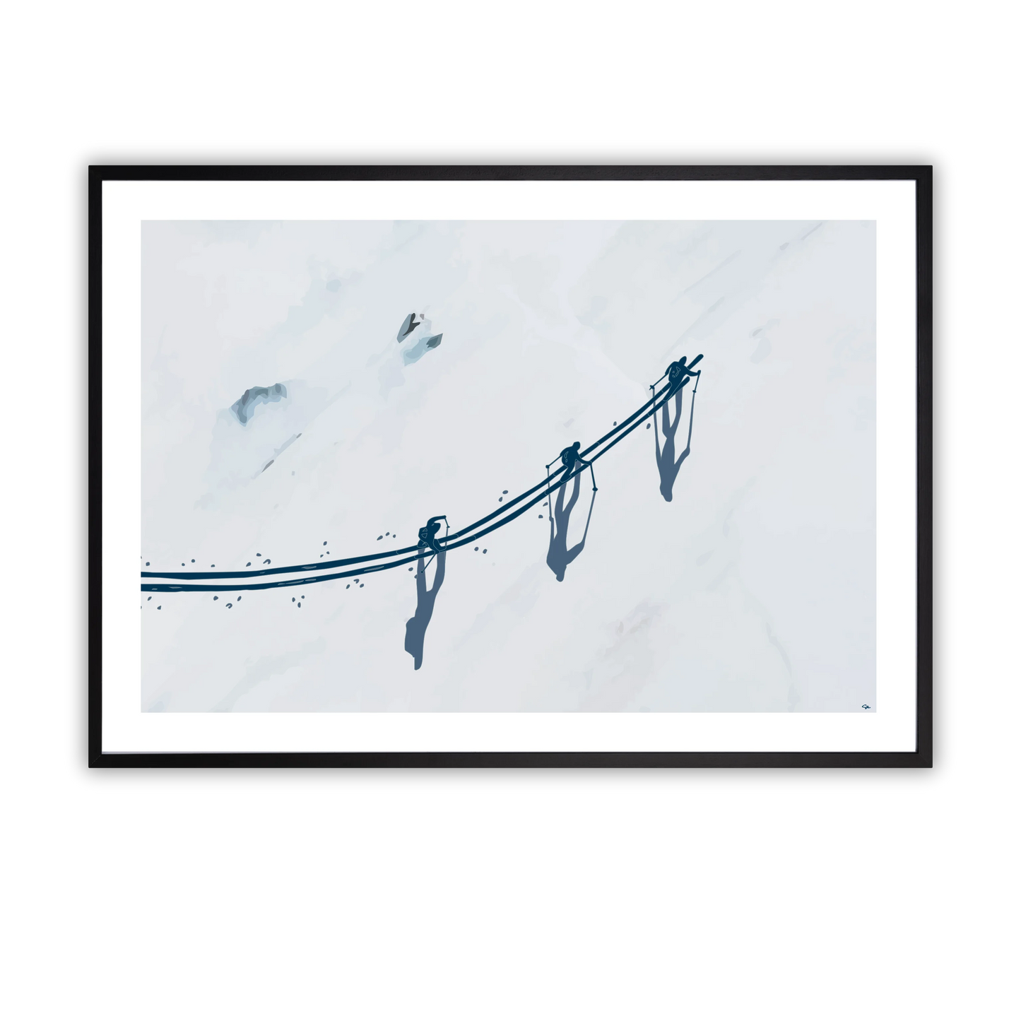 Skiers From Above Fine Art Print