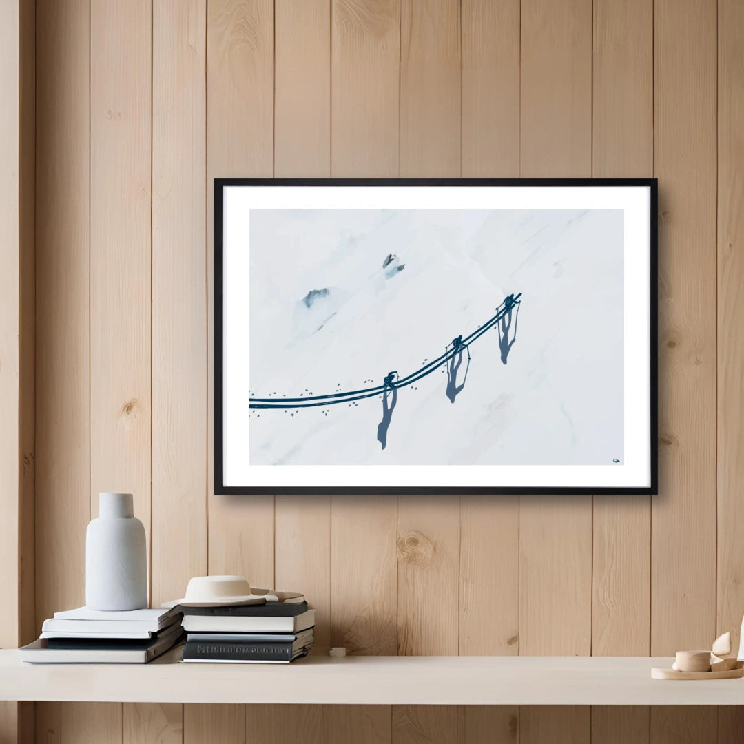 Skiers From Above Fine Art Print