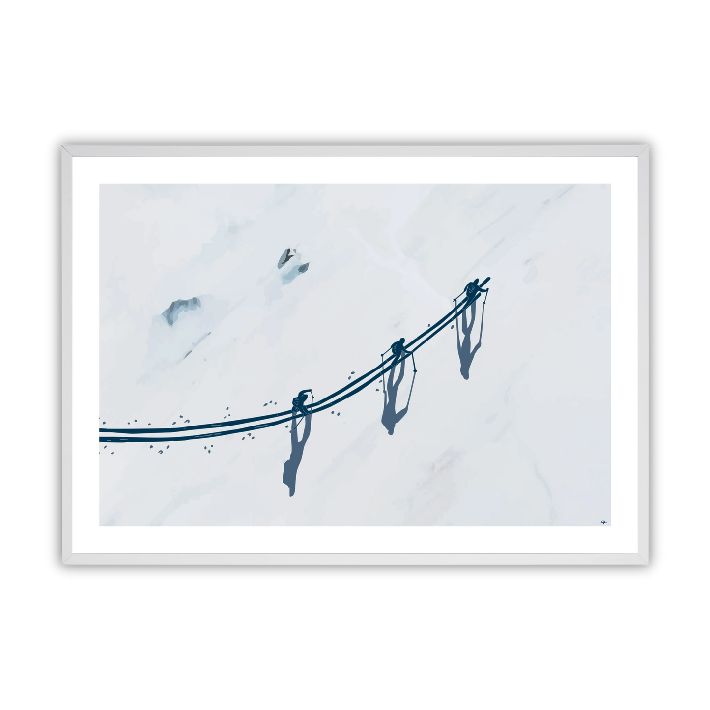 Skiers From Above Fine Art Print