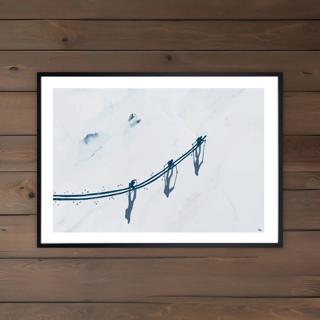 Skiers From Above Fine Art Print