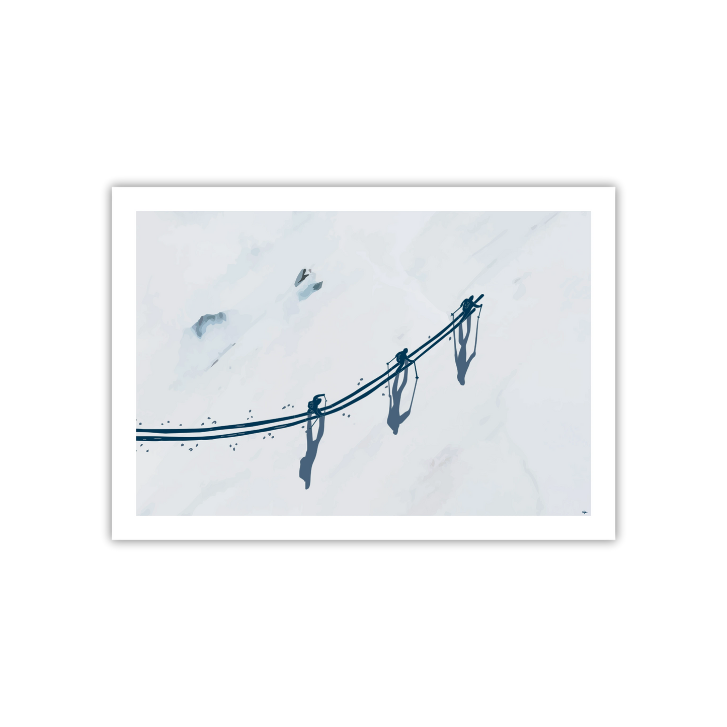 Skiers From Above Fine Art Print