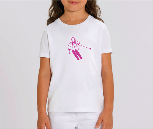 Organic Powder Skiing T-shirt for Girls – The Perfect Gift for Young Ski Enthusiasts!