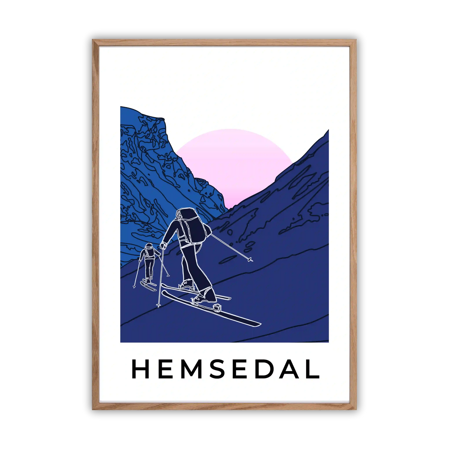 Hemsedal Poster Oak Frame