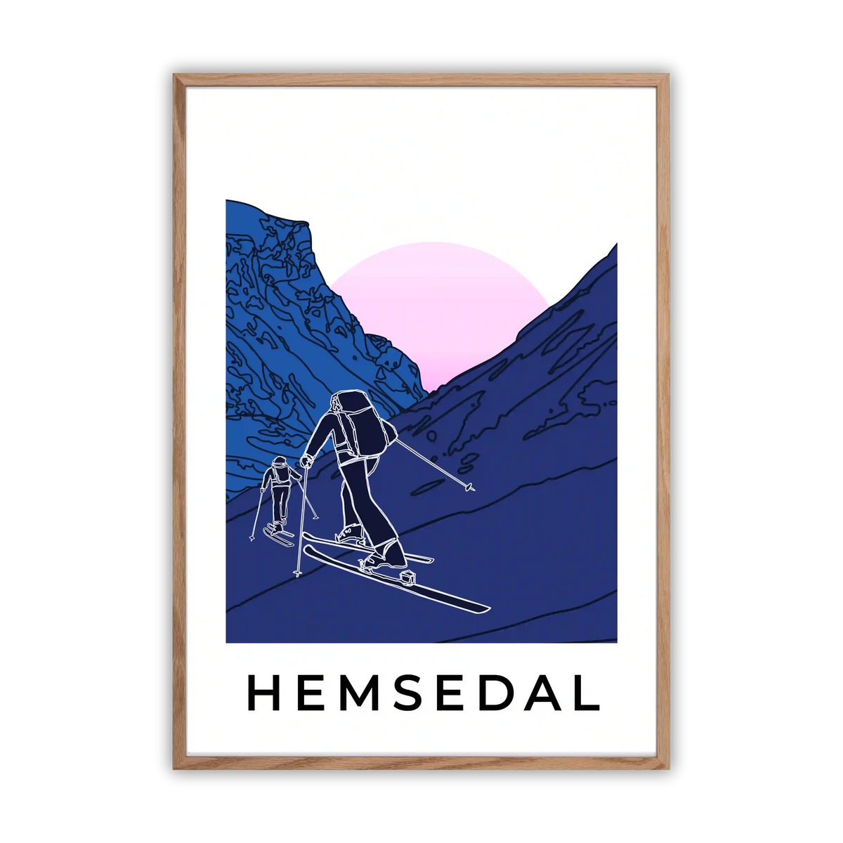 Hemsedal Poster Oak Frame