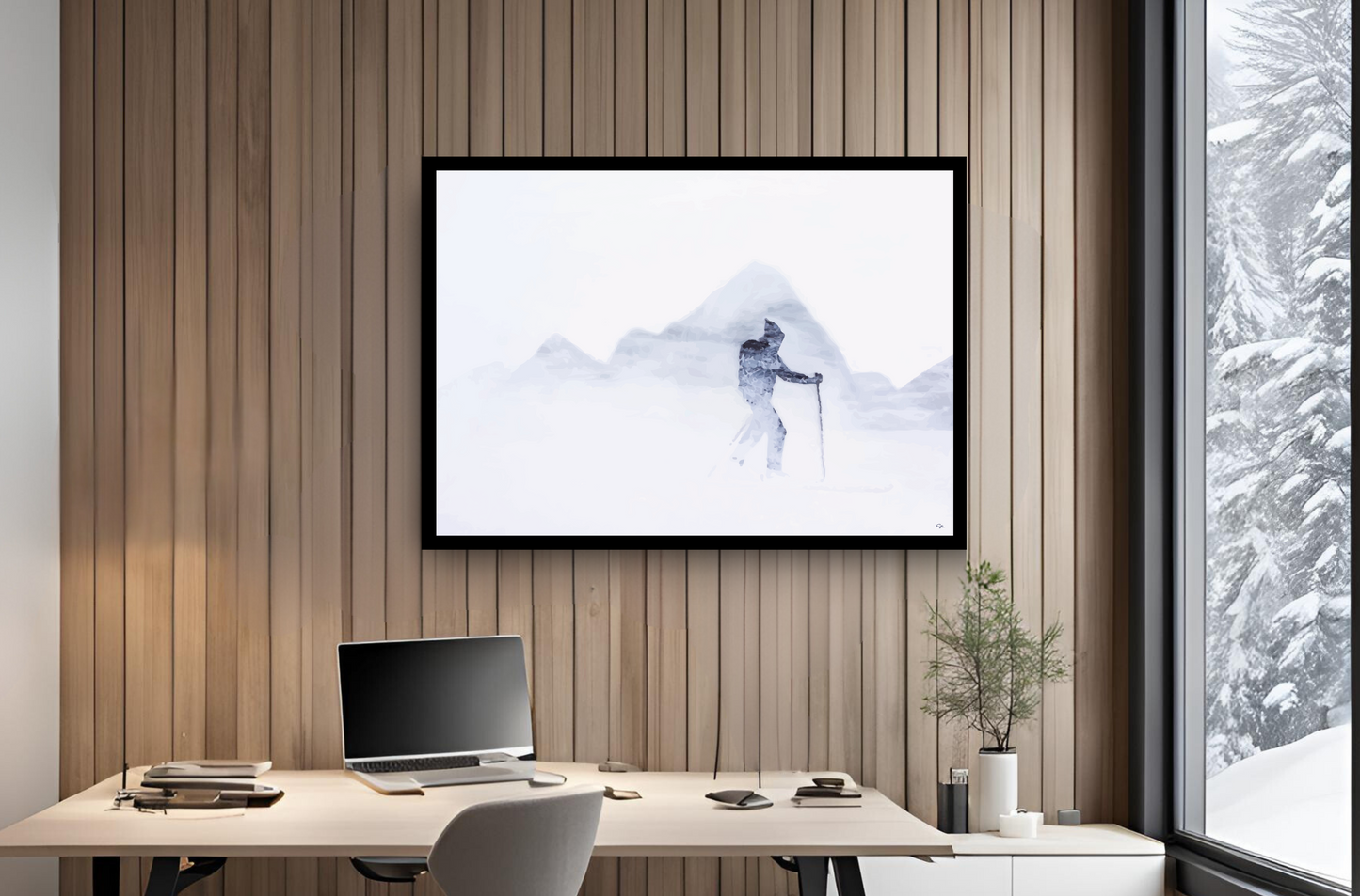 Whiteout Skiing Art Print