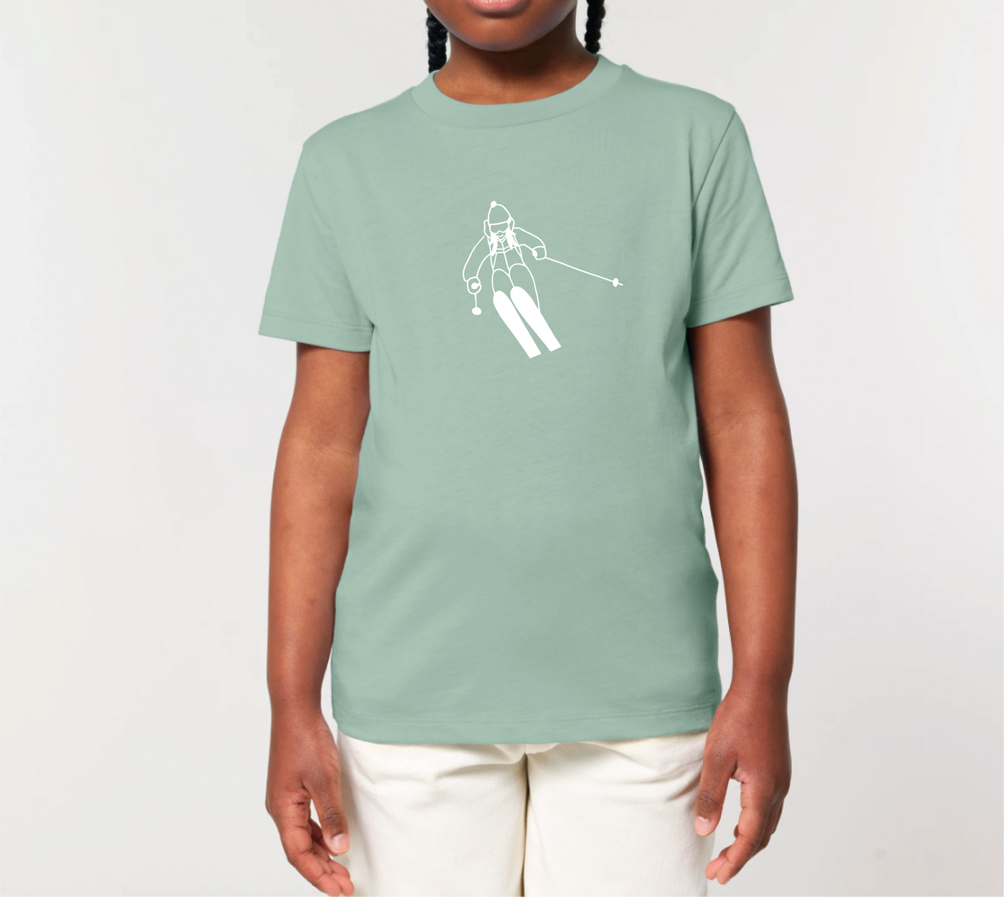 Organic Powder Skiing T-shirt for Girls – The Perfect Gift for Young Ski Enthusiasts!